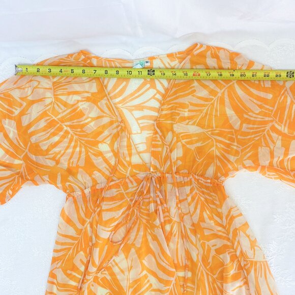 Women's Summer Cover Up Toes On The Nose Brand Vibrant Orange & White - Picture 9 of 13